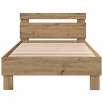 vidaXL Cadre de lit avec bandes LED Chêne artisanal Bois d'ingénierie
