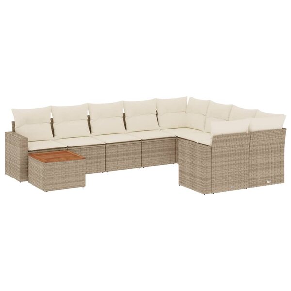 vidaXL Salon de jardin avec coussins 10 Pièces beige résine tressée