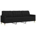 vidaXL Canapé à 3 places Noir 210 cm Tissu