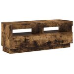 vidaXL Meuble TV avec lumières LED chêne fumé 100x35x40 cm