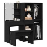 vidaXL Ensemble de table de maquillage avec LED 4 Pièces Chêne noir