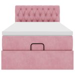 vidaXL Cadre de lit ottoman avec matelas rose 90x200 cm velours