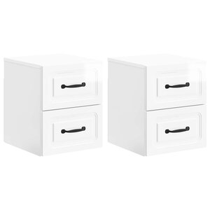 vidaXL Cabinet de chevet mural 2 Pièces Blanc brillant 34 5 x 33 x 40 cm