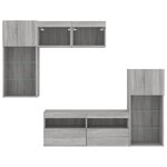 vidaXL Unités murales TV avec LED 5 Pièces gris sonoma bois d'ingénierie
