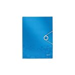 Chemise WOW 3 rabats à élastique polypro 150 feuilles A4 Bleu Métallisé LEITZ