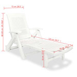 vidaXL Chaise longue avec repose-pied Plastique Blanc