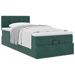 vidaXL Cadre de lit ottoman avec matelas vert foncé 90x200 cm velours