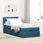 vidaXL Cadre de lit ottoman avec matelas bleu foncé 100x200 cm velours