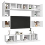vidaXL Ensemble de meubles TV 8 Pièces Blanc Bois d'ingénierie