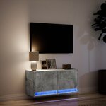 vidaXL Meuble TV mural avec lumières LED gris béton 80x31x35 cm