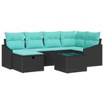 vidaXL Ensemble de Canapés avec coussin avec stockage Noir polyrotin