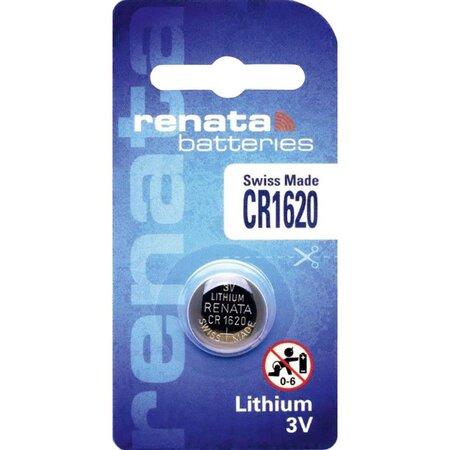 Blister de 1 Pile bouton lithium CR1620 3V 68 mAh RENATA