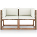 vidaXL Canapé palette de jardin 2 places et coussin blanc crème Pinède