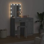 vidaXL Table de Toilette 2 Pièces Gris 50 x 41 x 135 cm Bois d'ingénierie