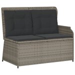 vidaXL Salon de jardin 7 Pièces avec coussins Gris Résine tressée