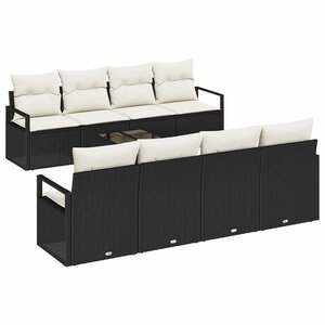 vidaXL Ensemble de canapé de jardin 7 Pièces Noir et Crème