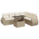 vidaXL Salon de jardin avec coussins 7 Pièces beige résine tressée