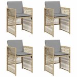vidaXL Chaises de jardin avec coussins lot de 4 mélange beige