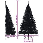 vidaXL Demi sapin de Noël artificiel avec support Noir 180 cm PVC