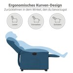 vidaXL Fauteuil inclinable électrique bleu velours