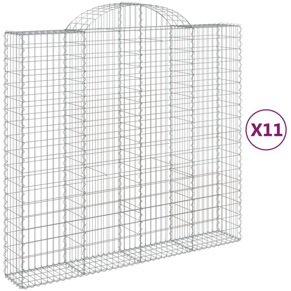 vidaXL Paniers à gabions arqués 11 Pièces 200x50x180/200 cm Fer galvanisé