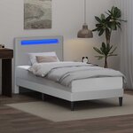 vidaXL Cadre de lit avec bandes LED Blanc 80 x 200 cm Simili cuir