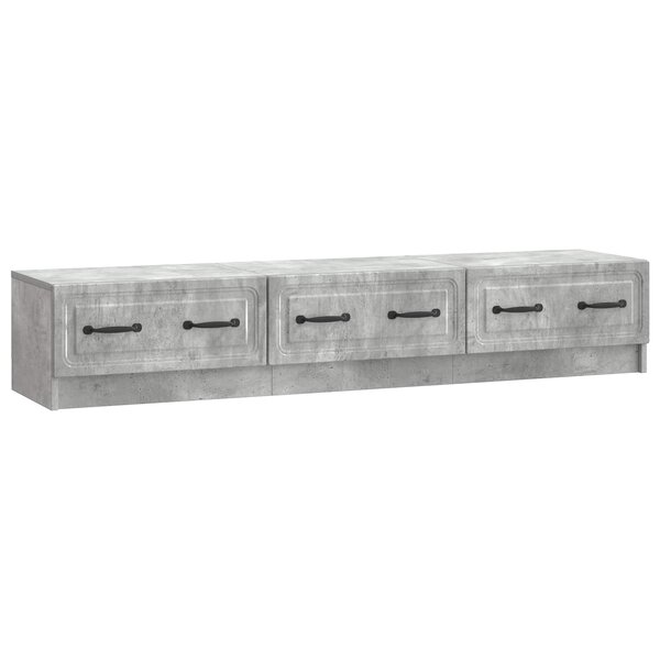 vidaXL Meuble TV 147 x 34 5 x 27 cm Gris béton Bois d'ingénierie