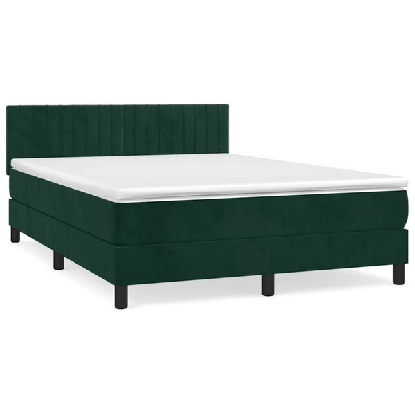 vidaXL Sommier à lattes de lit et matelas Vert foncé 140x200cm Velours
