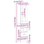 vidaXL Buffet haut Gris béton 34 5x34x180 cm Bois d'ingénierie
