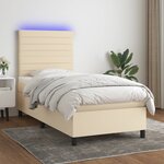 vidaXL Sommier à lattes de lit et matelas et LED Crème 100x200cm Tissu