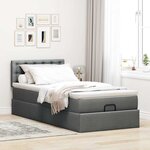 vidaXL Lit ottoman avec matelas gris foncé 90x200 cm tissu