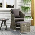 vidaXL Salon de jardin 2 Pièces avec coussins Gris Résine tressée