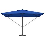 vidaXL Parasol Roma à Bras Déporté Bleu et Noir 352 x 251 x 265 cm