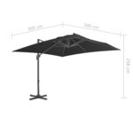 vidaXL Parasol déporté avec mât en aluminium 300x300 cm anthracite