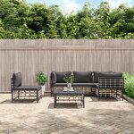 vidaXL Salon de jardin 6 Pièces avec coussins anthracite résine tressée