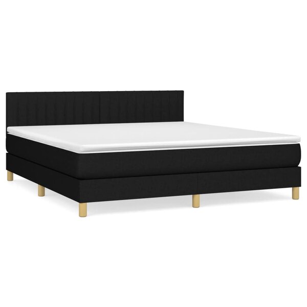 vidaXL Sommier à lattes de lit avec matelas Noir 180x200 cm Tissu