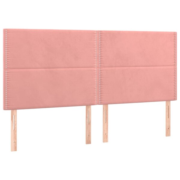 vidaXL Tête de lit Rose 200x5x118/128 cm Velours