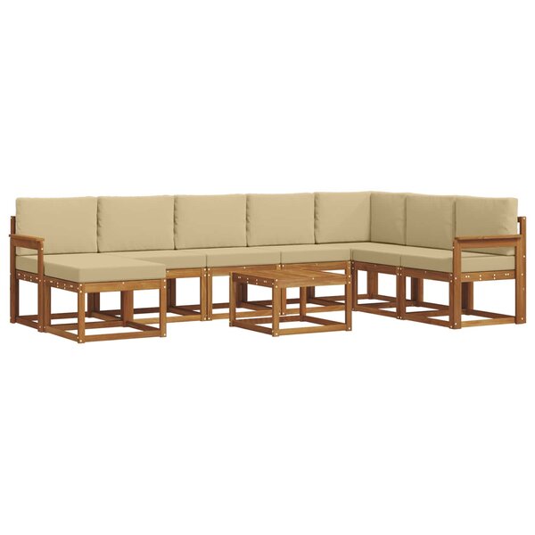 vidaXL Ensemble de canapés d'extérieur 9 Pièces Naturel et Beige