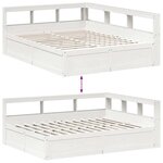 vidaXL Lit bibliothèque sans matelas blanc 150x200 cm bois pin massif