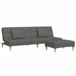 vidaXL Canapé-lit à 2 places avec repose-pied gris foncé tissu