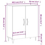 vidaXL Buffet sonoma gris 69 5x34x90 cm bois d'ingénierie