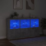 vidaXL Buffet avec lumières LED gris béton 181 5x37x100 cm