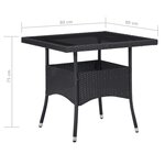 vidaXL Ensemble à dîner de jardin 5 Pièces Résine tressée et verre Noir