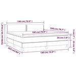 vidaXL Sommier à lattes de lit avec matelas LED Noir 180x200 cm Tissu
