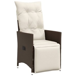vidaXL Chaise inclinable de jardin avec coussins marron résine tressée