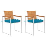 vidaXL Chaises de jardin avec coussins lot de 2 Acacia solide et acier