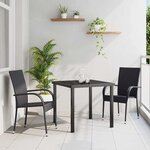 vidaXL Ensemble de salle à manger pour jardin 3 Pièces Noir Poly rotin