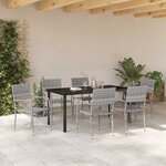vidaXL Ensemble de salle à manger pour jardin 7 Pièces Gris Poly rotin