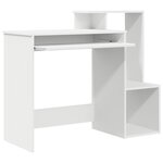 vidaXL Bureau blanc Blanc Panneau d'aggloméré Standard Rangement