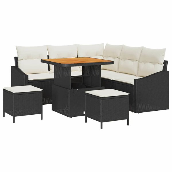 vidaXL Ensemble de canapé de jardin 8 Pièces Noir  Crème 80 x 80 x 71 cm